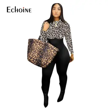 Echoine Sieviešu Modes Leopards Izdrukāt Izdilis Naktsklubs Kombinezonus Rudens Garas Piedurknes Raibs Ladys Sexy Puse Jumpsuits kopumā
