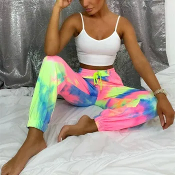 EFINNY Neona Tie Krāsošanas Joggers Augsta Vidukļa Ilgi Baggy Bikses Sievietēm Sweatwear Vaļīgas Bikses, Sieviešu Apģērbs