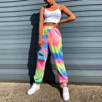 EFINNY Neona Tie Krāsošanas Joggers Augsta Vidukļa Ilgi Baggy Bikses Sievietēm Sweatwear Vaļīgas Bikses, Sieviešu Apģērbs