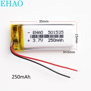 EHAO 501535 3,7 V 250mAh baterija Litija Polimēru litija polimēru Uzlādējamu Bateriju, Mp3, GPS austiņas mobilo elektronisko daļa