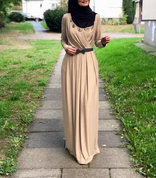 Eid Elegants Muslimah Zīdaini Kroku abaya turku Singapūra pilna garuma Jilbab Dubaija sieviešu Musulmaņu Islāma kleitu wq1330 dropship