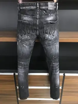 Eiropas dsq zīmola Itālija džinsa bikses melnā coolguy džinsi, SIEVIEŠU/Vīriešu Slim jeans džinsa bikses blue hole Bikses, džinsi, lai A383