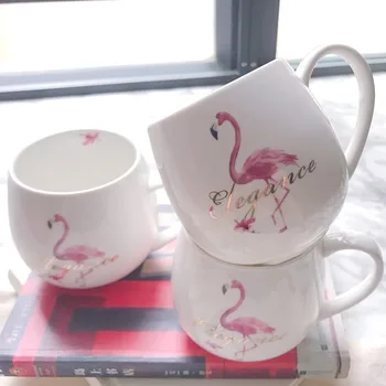 Eiropas Lielu Jaudu Rozā Flamingo Keramikas Krūze Spuldzes Formas Vēders Kausa Birojs, Glāzes, Trauki, Kafijas Tasi Draugiem Dāvana