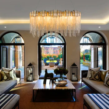Eiropas lustra luksusa pušķis Alumīnija ķēdes zelta lustras mājas vestibilā dzīvojamā istaba, Restorāns, apdares Droplight