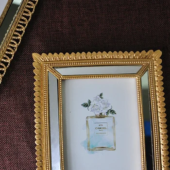 Eiropas Retro Amerikāņu Zelta Spogulis Foto Rāmis Dāvanu Mājās, Kāzu Dekorēšana Small Luxury Galda Sveķu Foto Rāmis Apdare