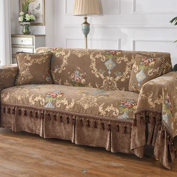 Eiropas stila Dīvāns Dvieļu Amerikāņu Bieza Šenila Audumu Pilnībā Segtas Sofa Cover All-inclusive Slipcover 1/2/3/4 Seaters Vāciņu