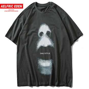 Eiropas un Amerikāņu Hip Hop T-krekls Sejas Drukāt Tumsā Vasaras Ielu Kokvilnas ar Īsām Piedurknēm Tee.