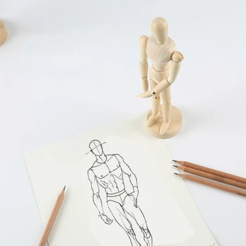 Eiropā DIY 3D Koka Savienota Cilvēks Puses Skulptūras Modeli Blockhead Savienota Leļļu Mākslinieks Skaitļi Modelis Gleznu Skices Koka Roka