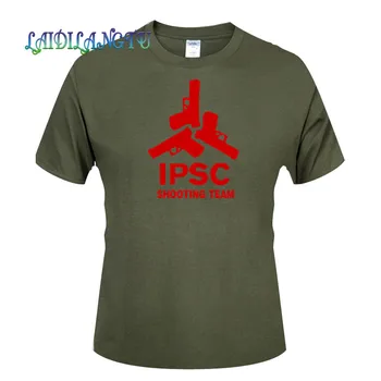 Eiropā Izmēru Cieto krāsas Kokvilnas T Krekls Mens IPSC Šaušanas Komanda Vasarā Skeitborda Tee Zēns Hip hop Skate Tshirt Topi