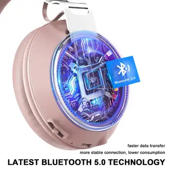 EKSA E100 Rozā Bezvadu Austiņas Bluetooth 5.0 Austiņas ar Mic Bult-Stereo Pār-auss Zvanīšana Brīvroku Austiņas Tālruni