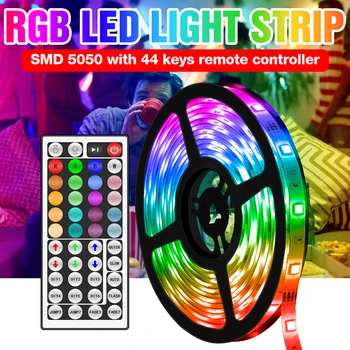 Elastīgas Lentes Gaismas LED 5050 RGB Slokšņu Lampas DC12V Darbvirsmas Backlit LED Gaismas Fita Lentes 5M 10 M 15 M 20 M Tālvadības pults+Adapteris