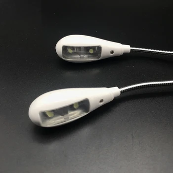 Elastīgs LED Uzlādes Acu Ģitāra, stāvlampa, Klavieres, Ģitāra, Erhu Gaismas ar USB 2 Dual Arm 4 Led Gaismas Clip-on Tabula Melna Balta
