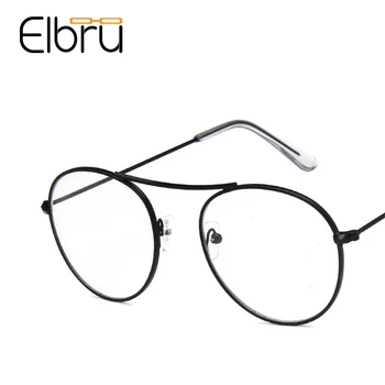 Elbru Vintage Brilles Vīrieši Sievietes Noapaļojot Metāla Optisko Briļļu Rāmji, Skaidrs, Lēcas, Brilles Melna Rozā Modes Brilles