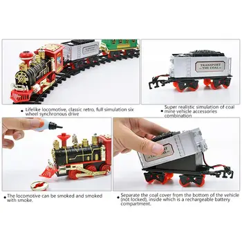 Electric RC Dūmu Vilcienu Rotaļlieta, Tālvadības pults Uzlādējams Modelis Transportlīdzekļa Nogādāšana Auto Tvaika Dūmu Vilcienu Jautri Bērnu Bērniem, Rotaļlietas, Dāvanu