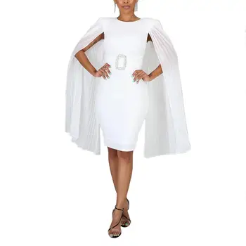 Eleganta Kleita Sievietēm Attiecībā Uz Kāzu Puse, Midi Baltā Ietvarā Ar Garām Piedurknēm Ceļa Garums Apvalku Vakarā Nakts Vestidos Kleita 2020. Gadam Karstā Jauns