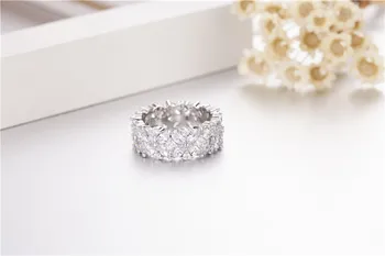 Eleganta Zieda Forma Solījums gredzens Imitēts Diamond (Cz) 925 sudraba Saderināšanās Kāzu Joslā Gredzeni sieviešu Rotaslietas dāvanu