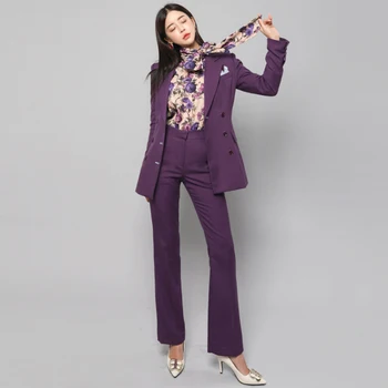Elegants divrindu Violeta Sievietes Elsas Uzvalks Slim Sieviešu Žakete, Uzvalka Komplekts Sieviešu Apģērbi Bikšu Kostīms 2020. Gada Rudens