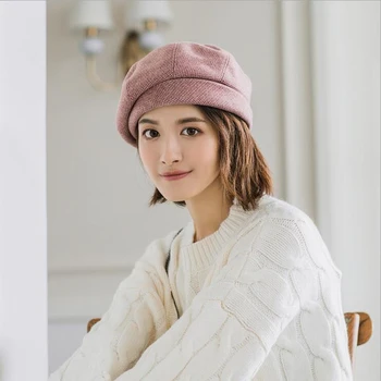 Elegants sieviešu berete Ziemas Sieviešu Kokvilnas Cepures Pleds Vintage Modes Astoņstūra Gadījuma boina Rudens 2019 Pavisam Jaunu Sieviešu Klp