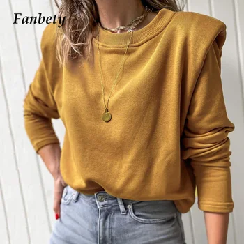 Elegants sieviešu tīrtoņa Krāsu Savirmot blūze, krekls 2020 Rudens Modes O Kakla Džemperi, Topi Dāmas Jaunu Gadījuma Zaudēt garām Piedurknēm Blusa