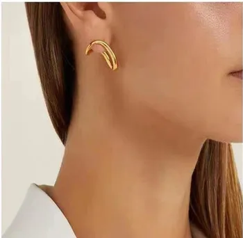 Elegants Zelta, Sudraba Krāsa Nelegālo Ovāls Stud Auskari Sievietēm Paziņojumu Ģeometriskā Earings Piederumi Meitene Modes Rotaslietas