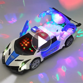Elektriskā dejas deformācijas pagriežot universālā policijas auto, rotaļu automašīnas zēna rotaļlieta bērnam, bērns, meitene, automašīnu Ziemassvētku un dzimšanas dienas dāvana