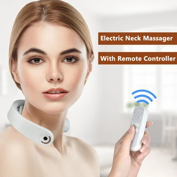 Elektriskā Impulsa Neck Massager Lādējamu USB dzemdes Kakla Vilces Terapija, Masāža Stimulators Sāpju Sildīšanas Funkcija