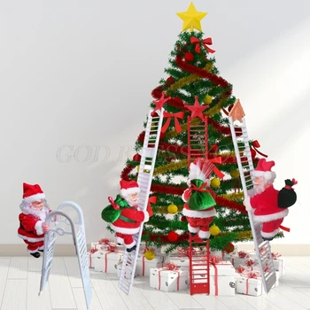 Elektriskā Kāpšanas Kāpnes Ziemassvētku Vecītis ar Mūziku Bateriju Darbināmas Plīša Lelle, Rotaļlietas, Ziemassvētku Eglītes Rotājumu Ziemassvētki Apdare