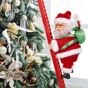 Elektriskā Kāpšanas Kāpnes Ziemassvētku Vecītis ar Mūziku Bateriju Darbināmas Plīša Lelle, Rotaļlietas, Ziemassvētku Eglītes Rotājumu Ziemassvētki Apdare