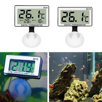 Elektroniskais Termometrs Akvārija Zivju Tvertnes Terārija Temperatūras Rādītājs Monitors ar piesūcekni
