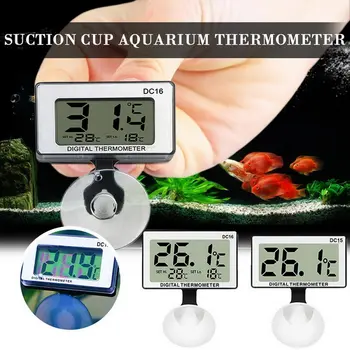 Elektroniskais Termometrs Akvārija Zivju Tvertnes Terārija Temperatūras Rādītājs Monitors ar piesūcekni