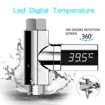 Elektroniskā LED Displejs pēc Celsija Ūdens Temperatūras Mērītājs Monitoru, Digitālo Displeju Dušas Termometrs 360 Grādiem Ūdensizturīgs Sevi