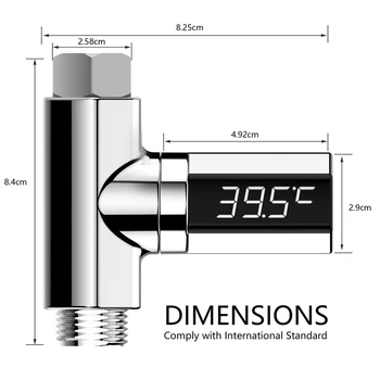 Elektroniskā LED Displejs pēc Celsija Ūdens Temperatūras Mērītājs Monitoru, Digitālo Displeju Dušas Termometrs 360 Grādiem Ūdensizturīgs Sevi