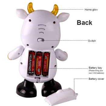 Elektroniskās Deju Robots Cute Karikatūra Govs Gudru Rīcību Pastaigas Led Bākugunis, Kas Skan Mūzikas Bērniem Rotaļlietas Dāvana Bērnam