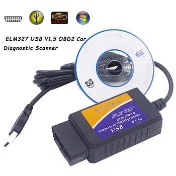 ELM 327 V1.5 OBD 2 ELM327 USB Interfeisu VAR-AUTOBUSU Skeneris Diagnostikas Rīks Kabeli Kods Atbalstu OBD II Protokoli