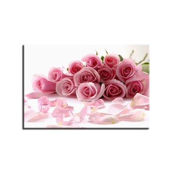 Embelish 1 Gab Lielu Rozā Rožu Pušķi, Ziedu Sienas Art Attēlus Dzīvojamā Istaba Mūsdienu Audekls Gleznošanai Mājas Dekoru Plakāti