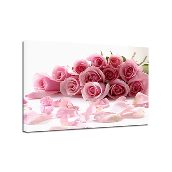 Embelish 1 Gab Lielu Rozā Rožu Pušķi, Ziedu Sienas Art Attēlus Dzīvojamā Istaba Mūsdienu Audekls Gleznošanai Mājas Dekoru Plakāti
