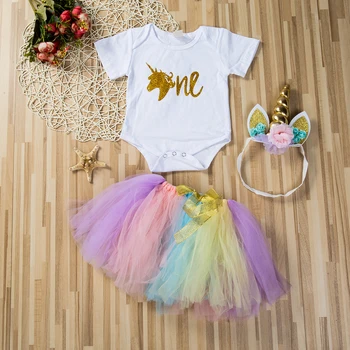 Emmababy Jaundzimušais Meitene Drēbes Dzimšanas dienā, Drukāt Īsām Piedurknēm Romper Topi Tutu Tilla Svārki Galvu 3Pcs Tērpiem Princess Komplekts