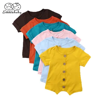 Emmababy Jaundzimušo Bērnu, Meiteņu Un Zēnu Kokvilnas Vasaras Romper Jumpsuit Bērnu Apģērbs, Apģērbu Gadījuma Cietā 5 Krāsu Drēbes