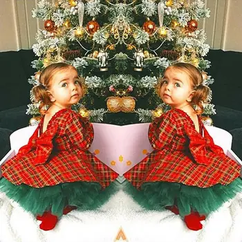 Emmababy Jaunu Ziemassvētki Kleita Princese Bērniem, Baby Meitene Gājienā Puse Kleita+Zaļā Tutu Tilla Kleitu Bērniem, Ziemassvētku Tērpiem Sundress