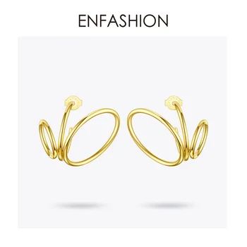 ENFASHION daudzslāņu Apli Stud Auskari Sievietēm Zelta Krāsā Punk Ģeometriskā Nerūsējošā Tērauda Earings Modes Rotaslietas E191116