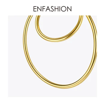 ENFASHION Ģeometriskā Auss Aproces Klipu Par Auskari Sievietēm Zelta Krāsu daudzslāņu Apli Earings Modes Rotaslietas Pendientes E201153
