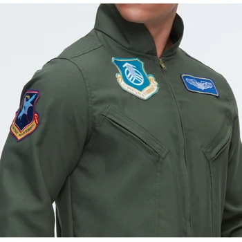 Eraspooky Top Gun Cosplay Lidojumu Uzvalks Gaisa Spēku Vienotu Halloween Kostīmi Vīriešu Pieaugušo Armijas Zaļā Militāro Pilots Inspektors Jumpsuit