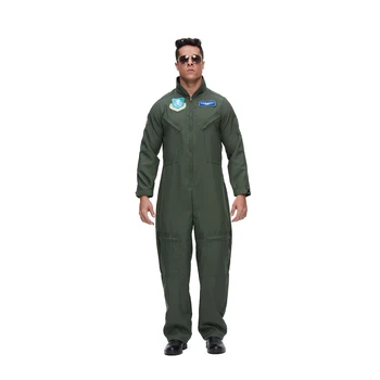 Eraspooky Top Gun Cosplay Lidojumu Uzvalks Gaisa Spēku Vienotu Halloween Kostīmi Vīriešu Pieaugušo Armijas Zaļā Militāro Pilots Inspektors Jumpsuit