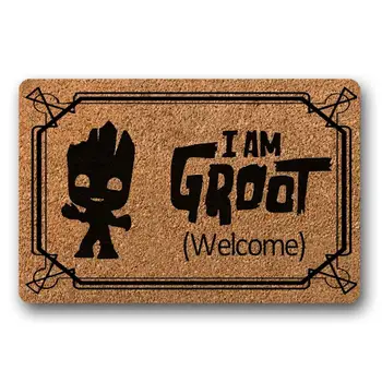 Es Esmu Groot Doormat - Premium Durvju Mat - Welcome Mat Durvju paklājiņš Dekoratīvās Iekštelpu Āra Doormat neausts Audums Augšu