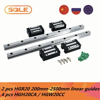 ES noliktavā Linear Guides 2 gab HGH20 / HGR20 200-2500mm lineārās sliedes + 4 gab HGH20CA / HGW20CC slaidi pārvadājumi ar dzelksnis