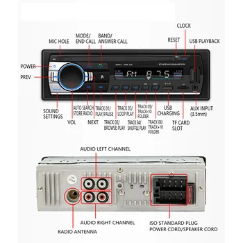 Essgoo 1 Din Auto Radio Bluetooth Dubultā USB AUX Auto Stereo In-dash FM Mp3 Atskaņotājs ar WMA Autoradio
