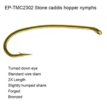 Eupheng 100gab Caddis Bunkura Lido Stoneflies Nimfu Lidot Zvejas Āķa Bronzas Krāsu Labākās Kvalitātes Lidot ar Piesaisti Āķi EP-TMC2302