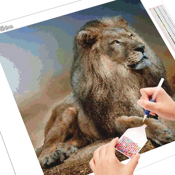 EverShine DIY Dimanta Krāsošana Dzīvniekiem Cross Stitch Dimanta Izšuvumi Lauvas Attēlu Rhinestones Roku darbs Mākslas Hobijs, Mājas Dekoru