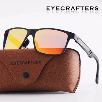 Eyecrafters Dizainers Vīriešu Alumīnija Polarizētās Saulesbrilles, Vīriešu Braukšanas Atspoguļoja Saules Brilles Retro Vintage Kvadrātveida Briļļu Zila