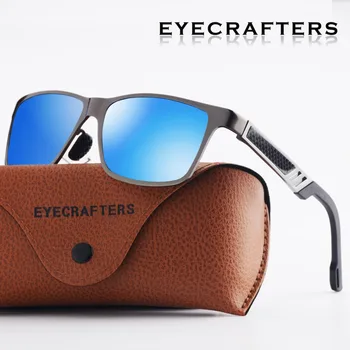 Eyecrafters Dizainers Vīriešu Alumīnija Polarizētās Saulesbrilles, Vīriešu Braukšanas Atspoguļoja Saules Brilles Retro Vintage Kvadrātveida Briļļu Zila